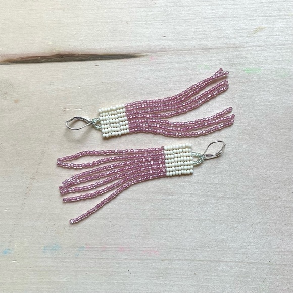 HANDMADE GLASS EARRINGS | Mini Beacon Handwoven Earrings in Flora Sparkle - Picture 4 of 6